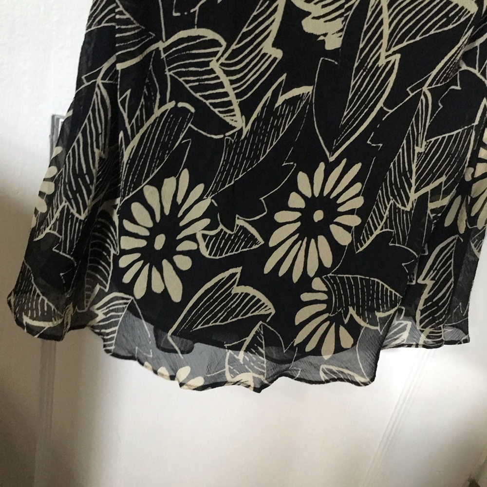 Ann Taylor Silk Black/Tan Floral Sleeveless Dress - Picture 3 of 3